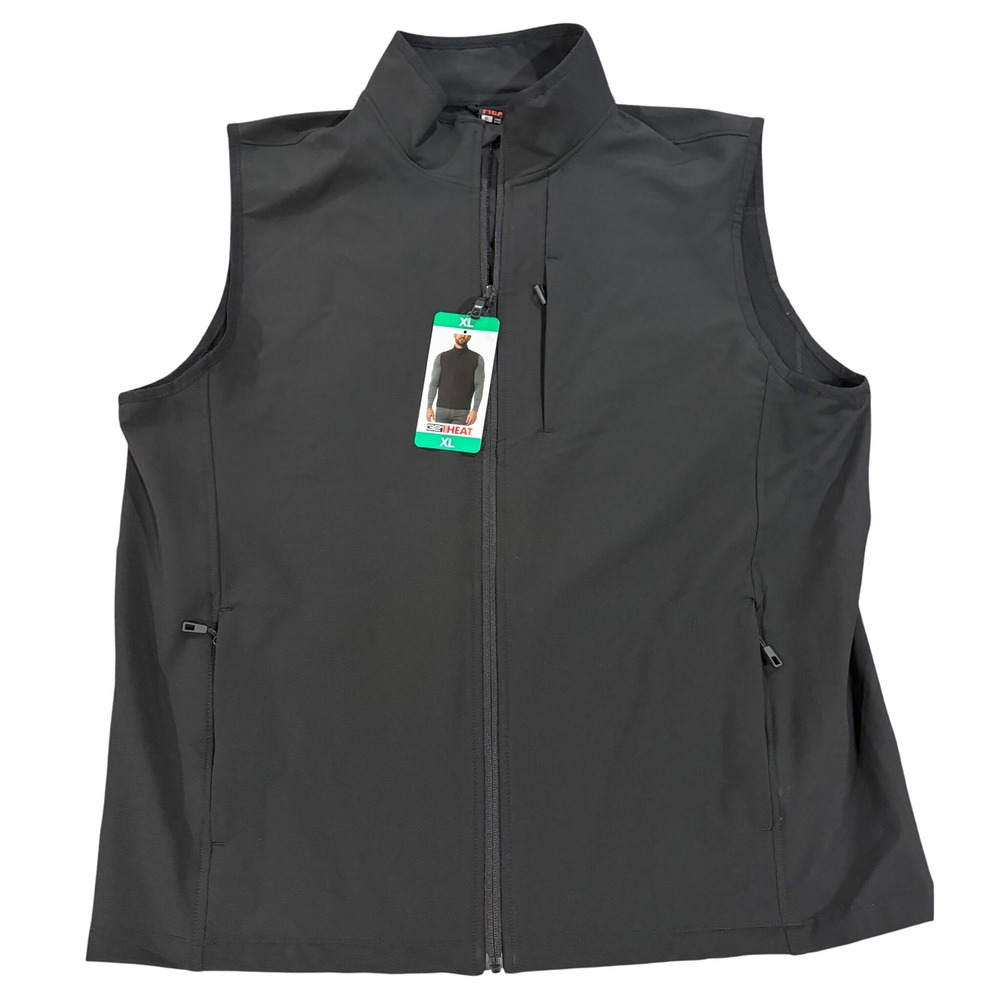 32 Degrees Heat Mens Softshell Vest Black XL Full Zip Mock Neck 1736133 NWT
